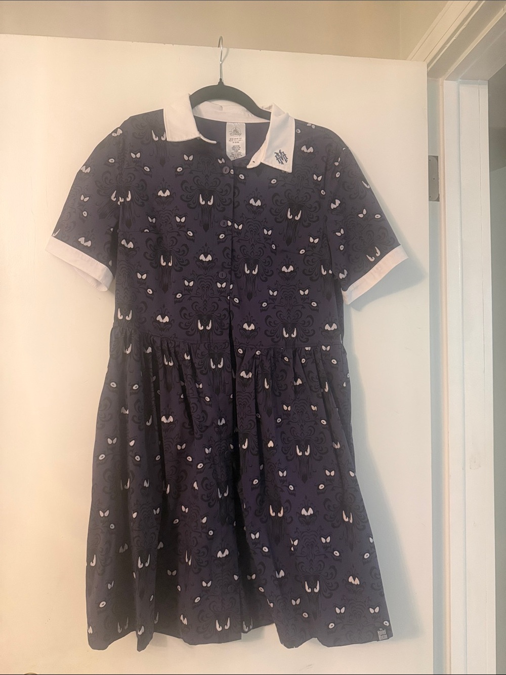 Disney Haunted Mansion Dress with White Collar and Cuff Accents